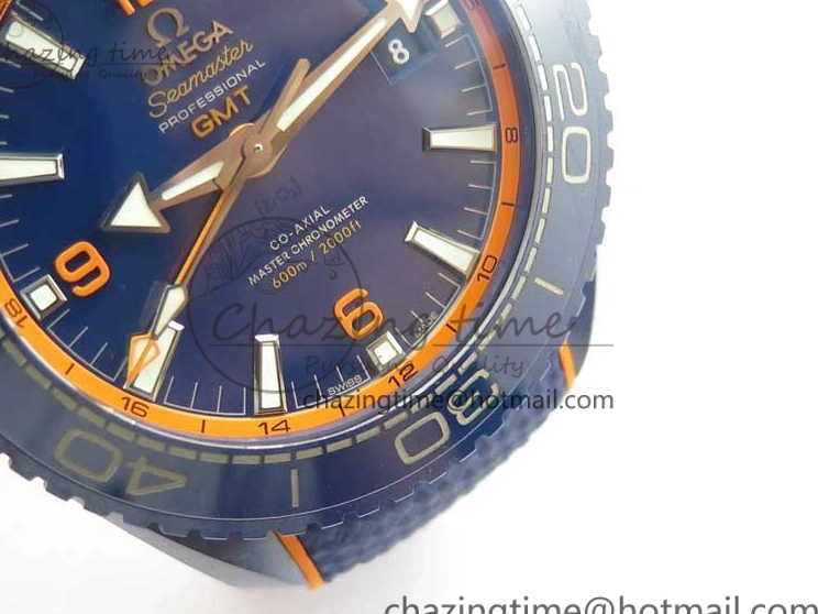 0316 Planet Ocean 45.5mm Big Blue Real Ceramic VSF 1:1 Best Edition on Blue Rubber Strap A8906 Super Clone Unique 7896